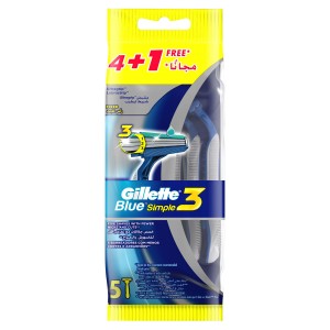 GILLETTE BLUE 3 PLUS DISPOSABLE RAZORS 5PCS