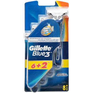 GILLETTE BLUE 3 PLUS DISPOSABLE RAZORS 6+2 PCS